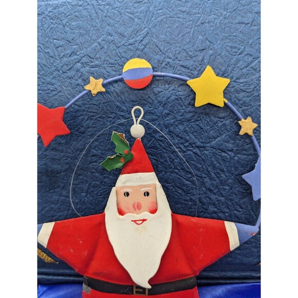 Christmas Ornament Lot 3 Rustic Primitive Farmhouse Folk Art  Metal Santa, Angel - Picture 3 of 16